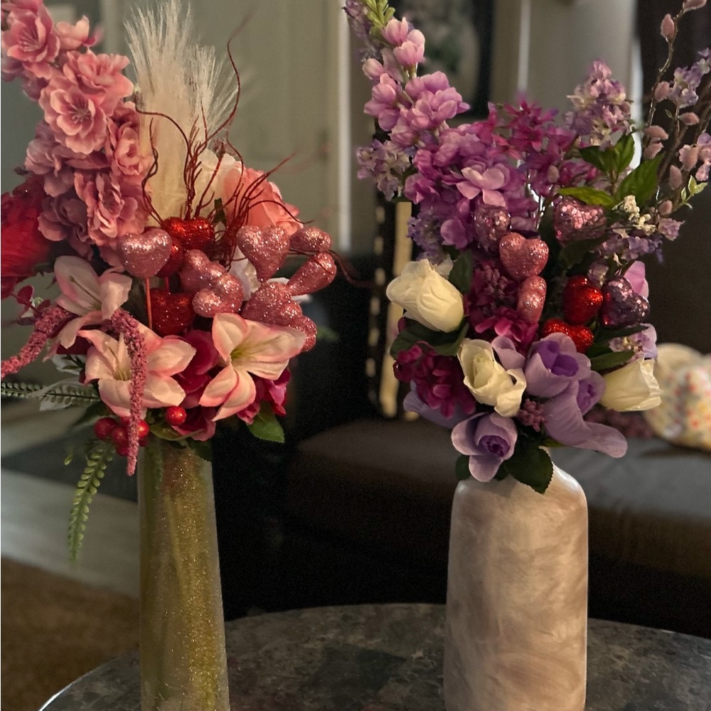 Elegant Floral Arrangement with Pink and Purple Accents